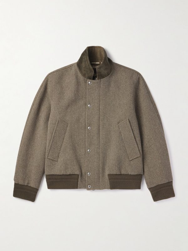 Floris Cotton Corduroy-Trimmed Wool Bomber Jacket Floris Cotton Corduroy-Trimmed Wool Bomber Jacket