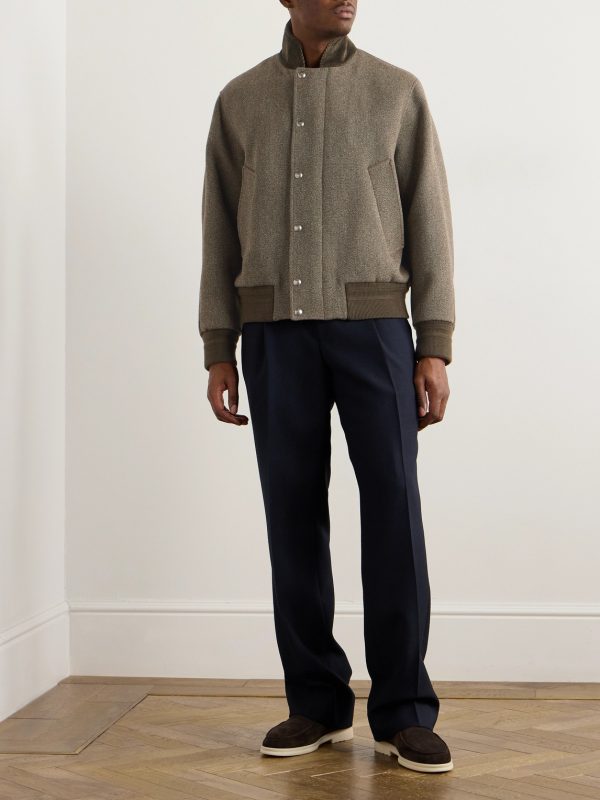 Floris Cotton Corduroy-Trimmed Wool Bomber Jacket - OU Floris Cotton Corduroy-Trimmed Wool Bomber Jacket - OU
