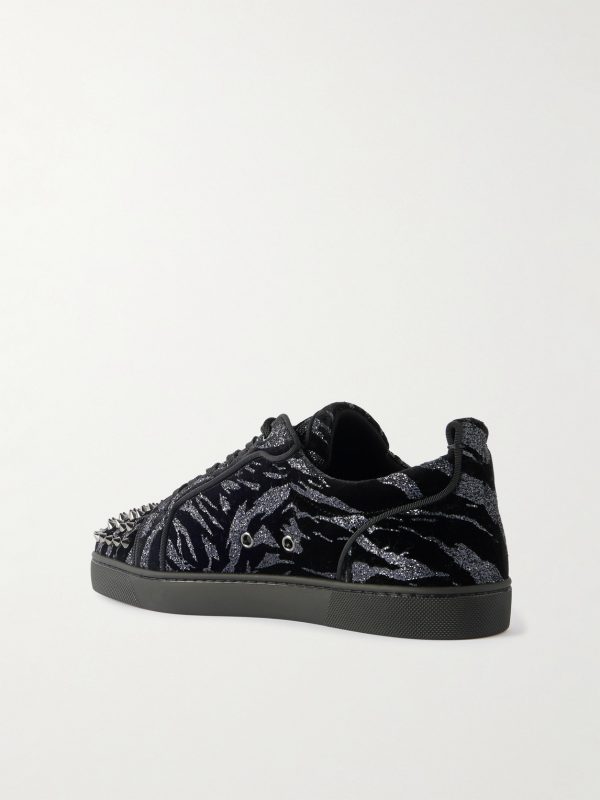 Louis Junior Spikes Studded Glittered Velour Sneakers - BK Louis Junior Spikes Studded Glittered Velour Sneakers - BK
