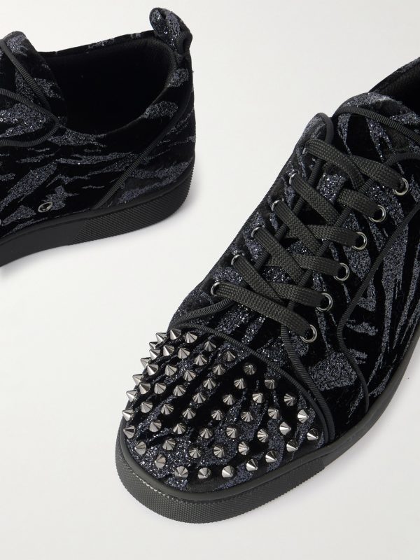 Louis Junior Spikes Studded Glittered Velour Sneakers - CU Louis Junior Spikes Studded Glittered Velour Sneakers - CU