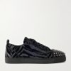 Louis Junior Spikes Studded Glittered Velour Sneakers Louis Junior Spikes Studded Glittered Velour Sneakers