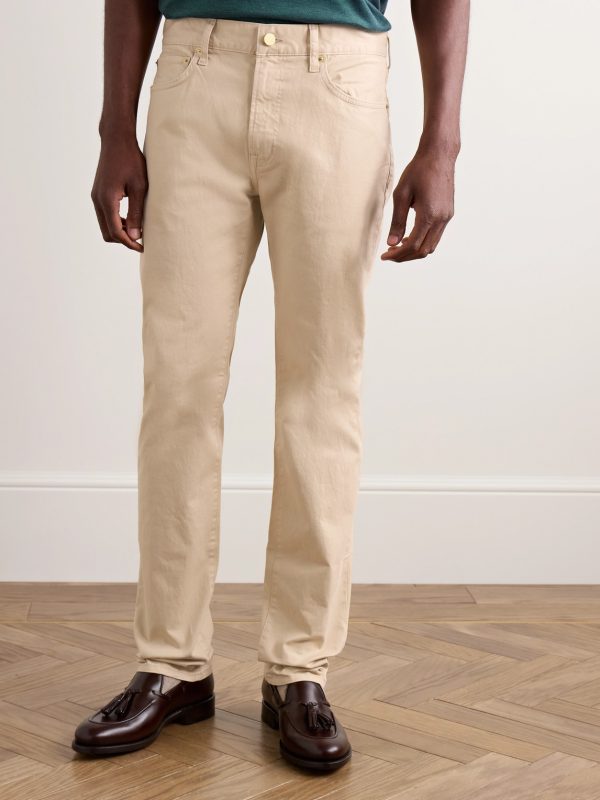 Slim-Fit Straight-Leg Cotton-Blend Twill Trousers - FR