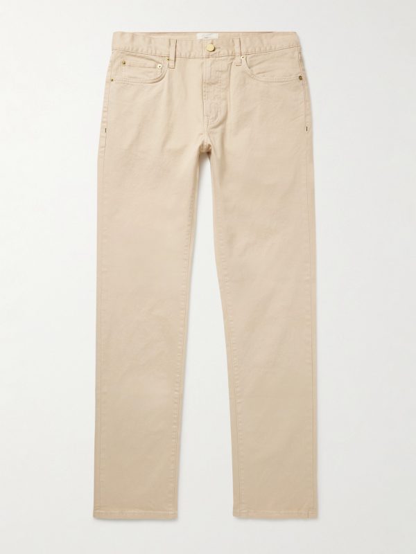 Slim-Fit Straight-Leg Cotton-Blend Twill Trousers
