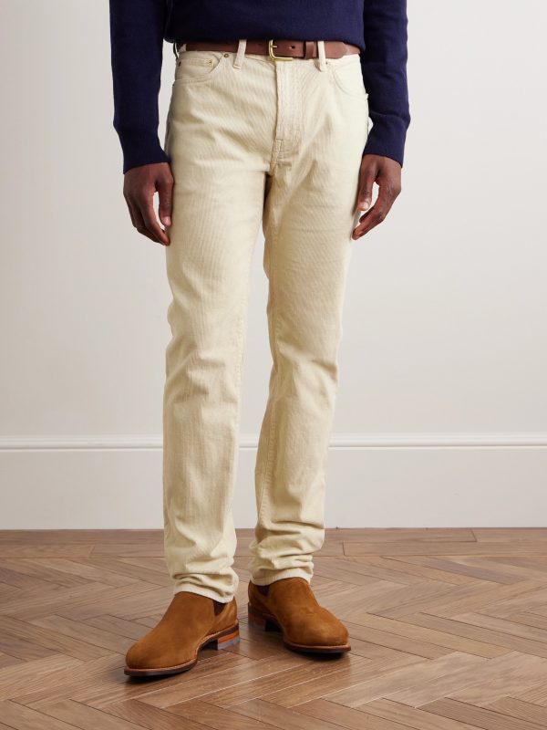 Slim-Fit Straight-Leg Garment-Dyed Cotton-Corduroy Trousers - BK Slim-Fit Straight-Leg Garment-Dyed Cotton-Corduroy Trousers - BK
