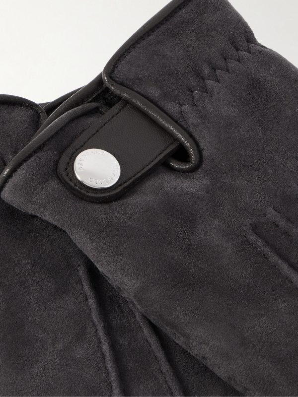 Leather-Trimmed Suede Gloves - CU Leather-Trimmed Suede Gloves - CU
