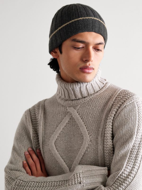 Ribbed Cashmere Beanie - OU