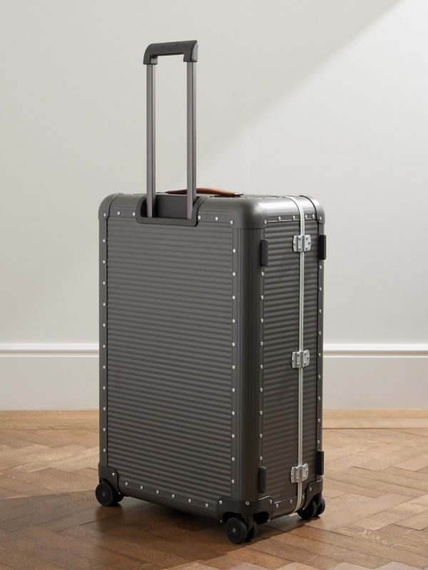 Bank Spinner 76cm Leather-Trimmed Aluminium Suitcase - BK Bank Spinner 76cm Leather-Trimmed Aluminium Suitcase - BK
