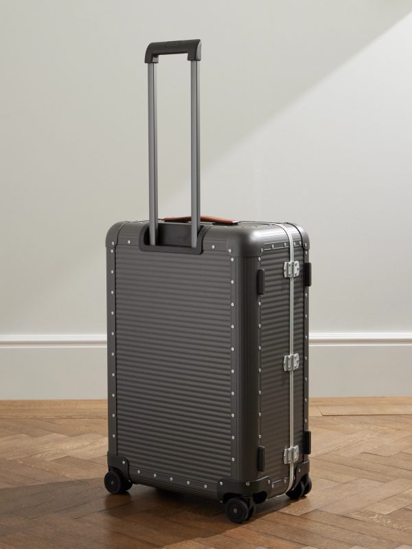 Bank Spinner 68cm Leather-Trimmed Aluminium Suitcase - BK Bank Spinner 68cm Leather-Trimmed Aluminium Suitcase - BK