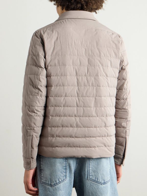 Quilted Striped Seersucker Down Jacket - BK Quilted Striped Seersucker Down Jacket - BK