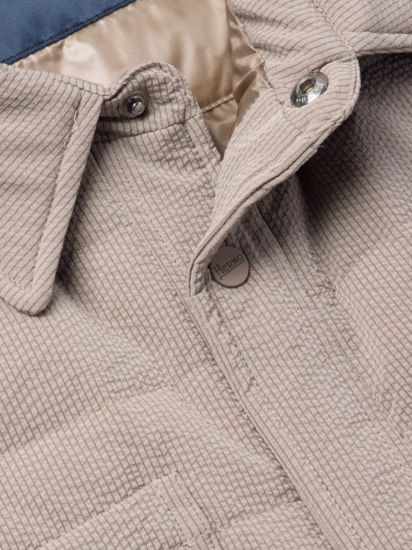 Quilted Striped Seersucker Down Jacket - CU Quilted Striped Seersucker Down Jacket - CU