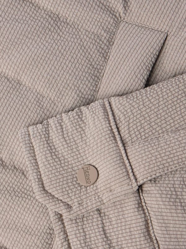 Quilted Striped Seersucker Down Jacket - E1 Quilted Striped Seersucker Down Jacket - E1