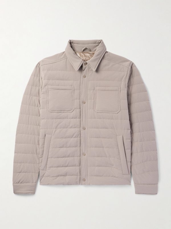 Quilted Striped Seersucker Down Jacket Quilted Striped Seersucker Down Jacket