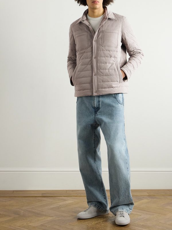 Quilted Striped Seersucker Down Jacket - OU Quilted Striped Seersucker Down Jacket - OU