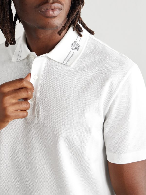 Medusa Embroidered Cotton-Piqué Polo Shirt - E1 Medusa Embroidered Cotton-Piqué Polo Shirt - E1