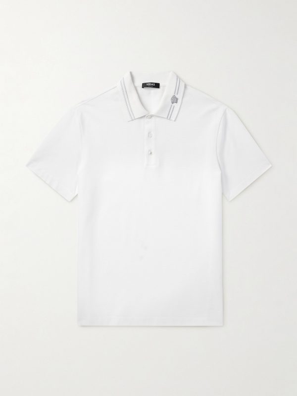 Medusa Embroidered Cotton-Piqué Polo Shirt Medusa Embroidered Cotton-Piqué Polo Shirt