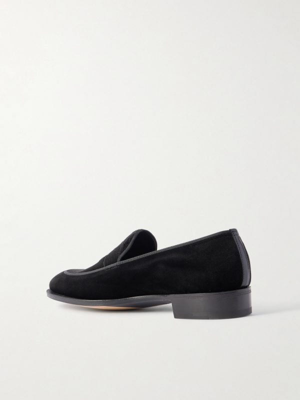 Bill Grosgrain and Leather-Trimmed Velvet Loafers - BK
