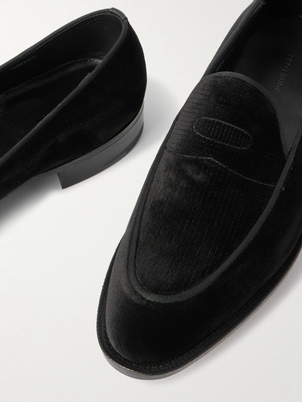 Bill Grosgrain and Leather-Trimmed Velvet Loafers - CU