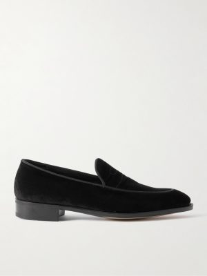 Bill Grosgrain and Leather-Trimmed Velvet Loafers Bill Grosgrain and Leather-Trimmed Velvet Loafers