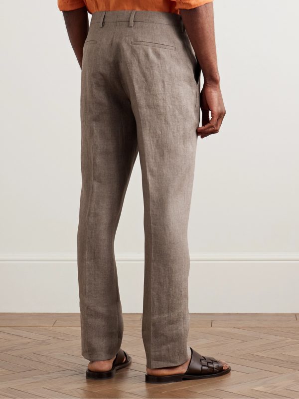 Slim-Fit Tapered Linen Trousers - BK Slim-Fit Tapered Linen Trousers - BK