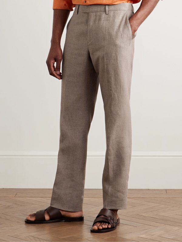 Slim-Fit Tapered Linen Trousers - FR Slim-Fit Tapered Linen Trousers - FR