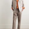 Slim-Fit Tapered Linen Trousers - OU Slim-Fit Tapered Linen Trousers - OU