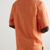 Convertible-Collar Linen Shirt - BK Convertible-Collar Linen Shirt - BK
