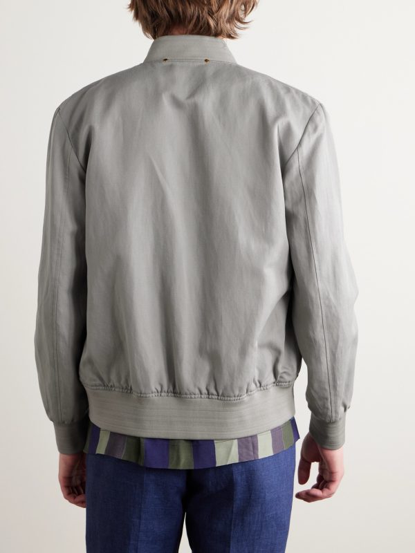 Linen, Cotton and Lyocell-Blend Bomber Jacket - BK Linen, Cotton and Lyocell-Blend Bomber Jacket - BK