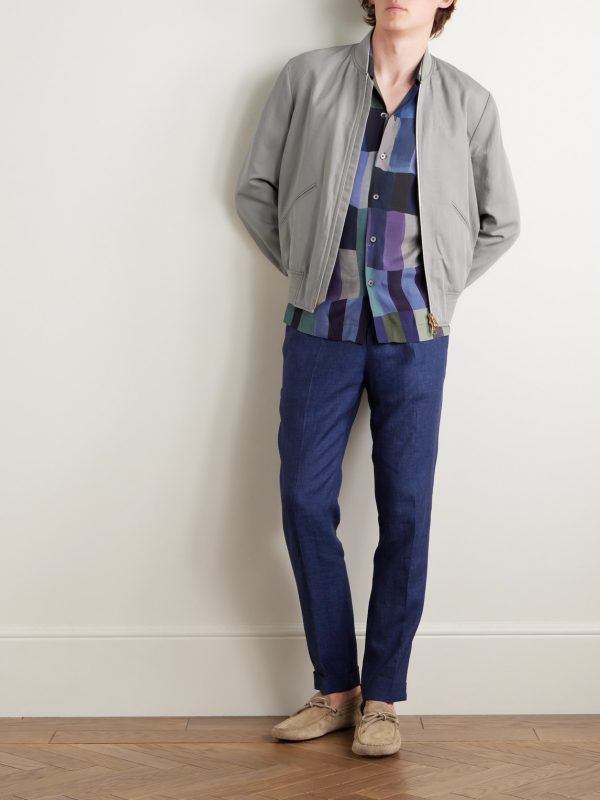 Linen, Cotton and Lyocell-Blend Bomber Jacket - OU Linen, Cotton and Lyocell-Blend Bomber Jacket - OU