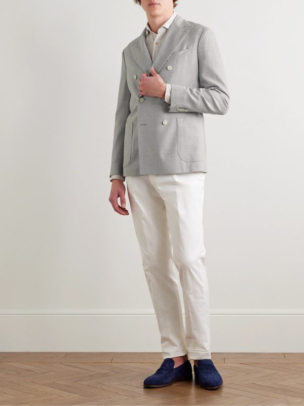 Unstructured Double-Breasted Virgin Wool Blazer - OU Unstructured Double-Breasted Virgin Wool Blazer - OU