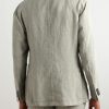 Double-Breasted Garment-Dyed Linen Suit Jacket - BK Double-Breasted Garment-Dyed Linen Suit Jacket - BK