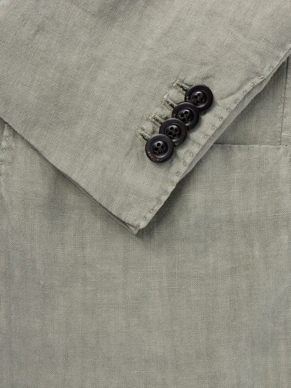 Double-Breasted Garment-Dyed Linen Suit Jacket - CU Double-Breasted Garment-Dyed Linen Suit Jacket - CU