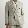 Double-Breasted Garment-Dyed Linen Suit Jacket - FR Double-Breasted Garment-Dyed Linen Suit Jacket - FR