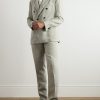 Double-Breasted Garment-Dyed Linen Suit Jacket - OU Double-Breasted Garment-Dyed Linen Suit Jacket - OU