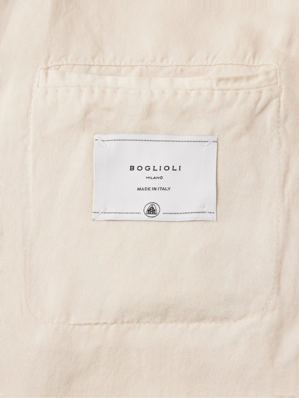 Double-Breasted Garment-Dyed Cotton and Linen-Blend Blazer - E1