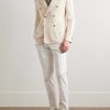 Double-Breasted Garment-Dyed Cotton and Linen-Blend Blazer - OU