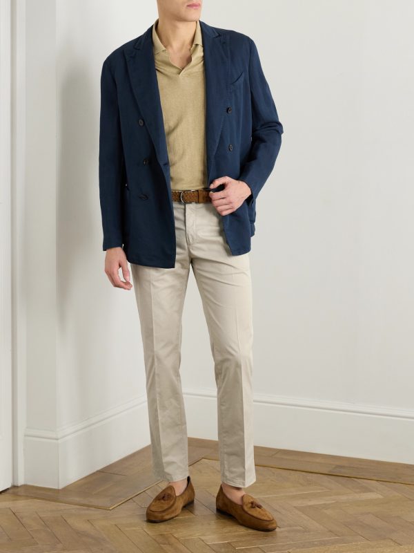 Slim-Fit Tapered Garment-Dyed Cotton-Blend Twill Suit Trousers - OU Slim-Fit Tapered Garment-Dyed Cotton-Blend Twill Suit Trousers - OU