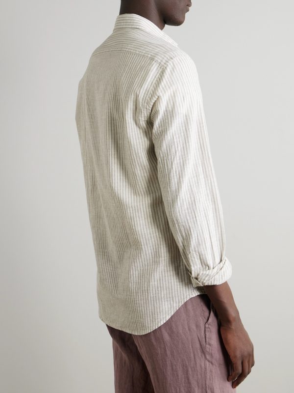 Striped Cotton and Linen-Blend Shirt - BK