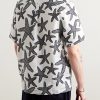 Charli Camp-Collar Printed Linen Shirt - BK