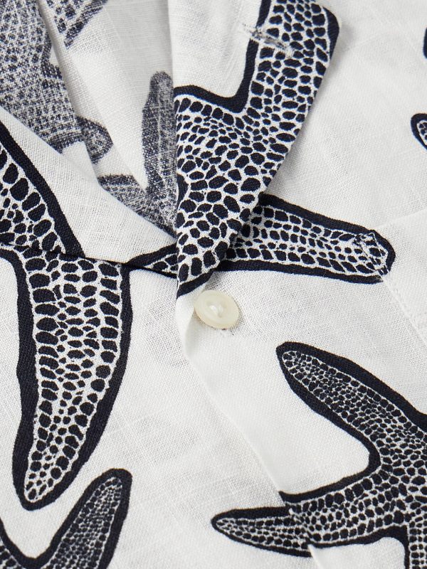 Charli Camp-Collar Printed Linen Shirt - CU