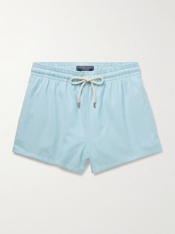 Milton Slim-Fit Short-Length Striped Wool-Blend Swim Shorts Milton Slim-Fit Short-Length Striped Wool-Blend Swim Shorts