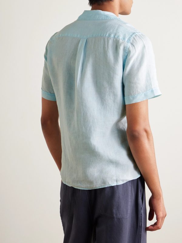 Charli Camp-Collar Linen Shirt - BK