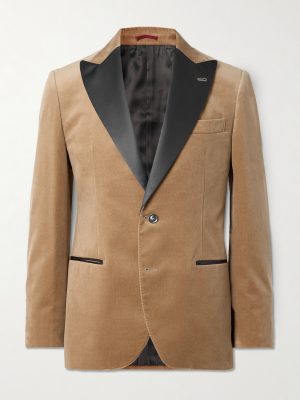 Slim-Fit Satin-Trimmed Cotton-Velvet Tuxedo Jacket Slim-Fit Satin-Trimmed Cotton-Velvet Tuxedo Jacket