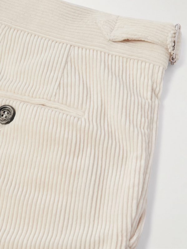 Straight-Leg Pleated Cotton-Blend Corduroy Trousers - CU