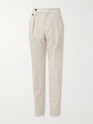 Straight-Leg Pleated Cotton-Blend Corduroy Trousers Straight-Leg Pleated Cotton-Blend Corduroy Trousers