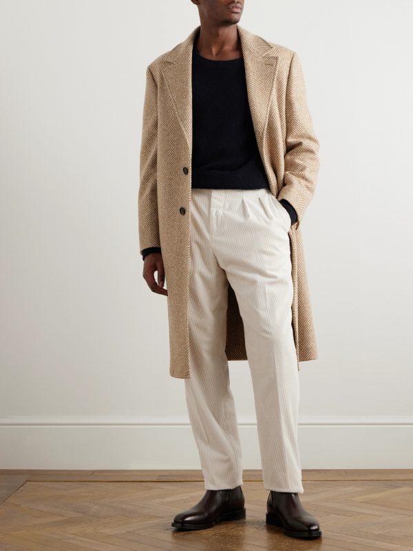 Straight-Leg Pleated Cotton-Blend Corduroy Trousers - OU