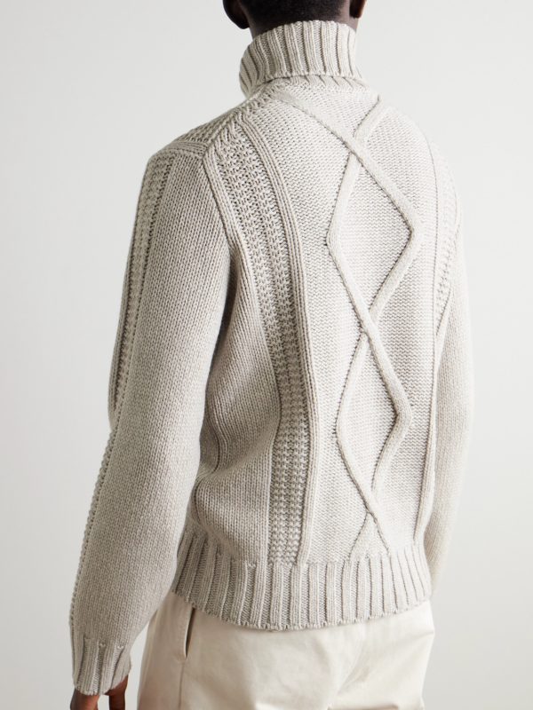 Cable-Knit Cashmere Rollneck Sweater - BK Cable-Knit Cashmere Rollneck Sweater - BK