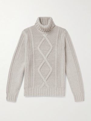 Cable-Knit Cashmere Rollneck Sweater
