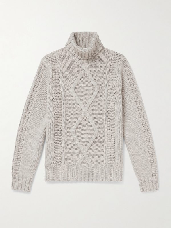 Cable-Knit Cashmere Rollneck Sweater Cable-Knit Cashmere Rollneck Sweater