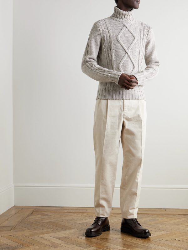 Cable-Knit Cashmere Rollneck Sweater - OU Cable-Knit Cashmere Rollneck Sweater - OU