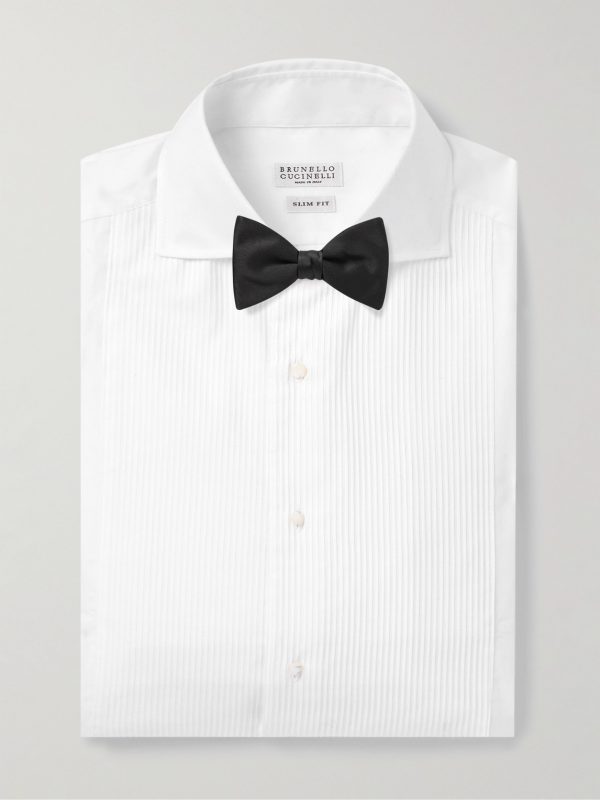 Double-Cuff Bib-Front Cotton-Poplin Shirt - E1